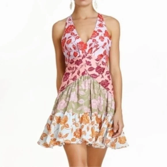 SOLD NWT Zimmermann Lovestruck V-neck Halter Mini Dress Sz US 10 - Picture 13 of 15